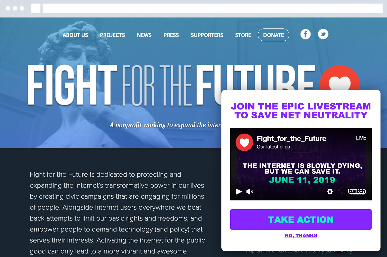 A screenshot of our widget